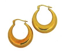 A pair of 9ct gold 21mm drop hoop earrings, 1.5g