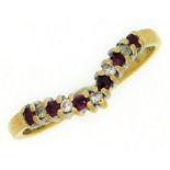A 9ct gold wishbone ring set with ruby & diamond, 1.3g, size M/N