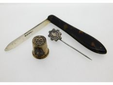 An 1887 Sheffield silver bladed fruit knife with t