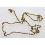 A yellow metal chain a/f, tests electronically as 9ct gold, 1.3g, 15.75in long