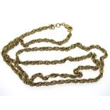 A 9ct gold 23in long rope style chain, 7.6g