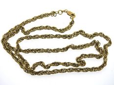 A 9ct gold 23in long rope style chain, 7.6g