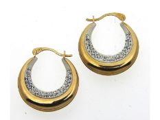A pair of 9ct gold 18mm drop hoop earrings, 1.4g