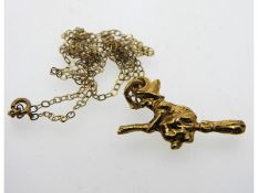 A 9ct gold 16in long chain, with yellow metal witc