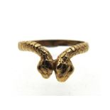 A 9ct gold snake ring, 2.4g, size Q