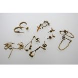Six pairs of 9ct gold earrings, 3.2g