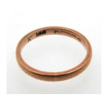 A 19thC. 9ct rose gold band, rubbed marks, 1.7g, s