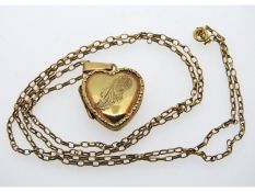 A 9ct gold 25in long chain with gold locket, 7.2g