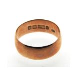 A 19thC. 9ct rose gold band, date letter for 1893,