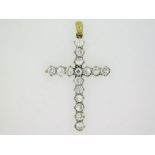 A 9ct gold cross with white paste stones, 2.3g, 38