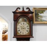 A c.1800 mahogany long case clock with painted dia