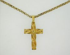 A 9ct gold chain with cross, 35mm drop, 18in long,