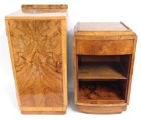 Two early/mid 20thC. walnut bedside cabinets, tall