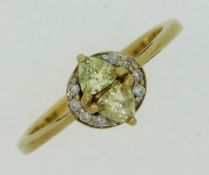A 9ct gold ring set with tourmaline & diamond, size N/O, 2.2g