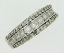A 9ct white gold & diamond ring, approx. 0.82ct diamond, size O, 2.8g