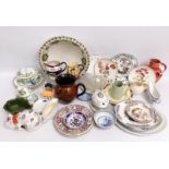 A quantity of Worcester "Rio" dinnerware, a pair of Minton floral plates, some 19thC. ironstone ware