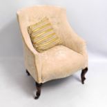 A 19thC. button back nursing chair, 33in high to b