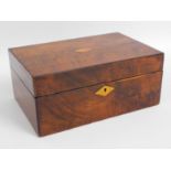 A 19thC. stained walnut box with satinwood inlay,