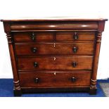 A Victorian mahogany Scottish chest of drawers, some faults, 48in high x 53.5in wide x 23.5in deep a