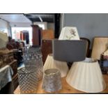Eight lamp shades including a pair of silk style &