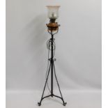A Victorian rise & fall lamp, later converted to e