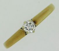 A 9ct gold diamond solitaire ring, diamond approx.