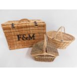 An egg basket, a Fortnum & Mason wicker hamper & o