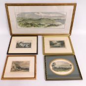 Five antique prints of Rame Peninsula & views beyo