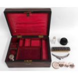 A 19thC. rosewood stationery box & contents which