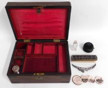 A 19thC. rosewood stationery box & contents which