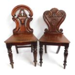 Two 19thC. hall chairs, one a/f, tallest 34in