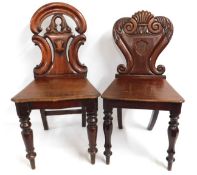 Two 19thC. hall chairs, one a/f, tallest 34in