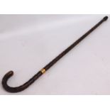 A walking cane with French silver gilt collar, 34i