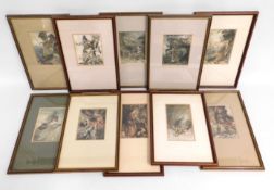Ten framed c.1910 Arthur Rackham prints