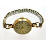 A ladies 9ct gold cased Elco wrist watch, running, 17.1g, 22mm diameter