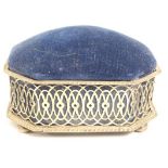 A Victorian, 1899 Birmingham silver fretwork pin cushion box by Samuel Walton Smith, 4.25in wide x 2