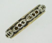 A 9ct gold & silver ring, misshapen with wear, set