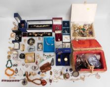 A quantity of mixed costume jewellery including an