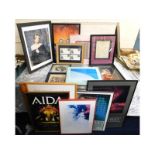 A quantity of framed Opera related posters & stamp