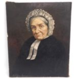 An antique framed oil on canvas portrait of older