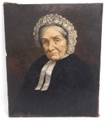 An antique framed oil on canvas portrait of older