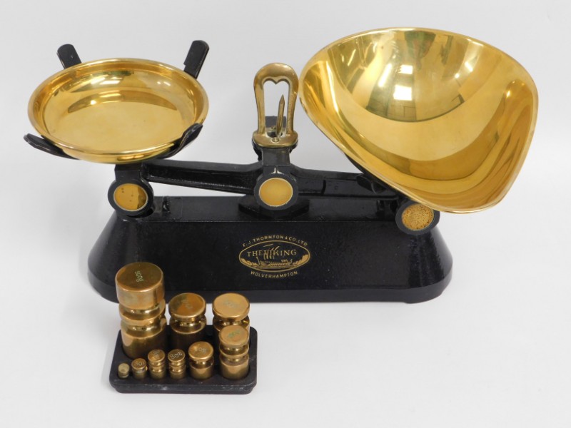 A set of Thornton & Co. Ltd. kitchen scales & bras