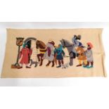 A felt style Canterbury Tales embroidery, 42in wide x 21in high