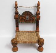 A 19thC. Rajasthani chair, 29.75in high x 18.5in w