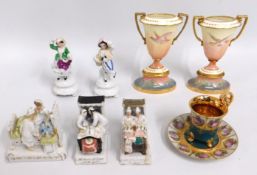 A pair of hand painted Minton vases, 6.25in tall,