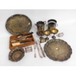 A quantity of silver plated wares including two an