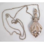 A silver scent bottle & chain, 16.3in, pendant 2.7