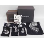 Six pieces of Steuben crystal glass ornaments with