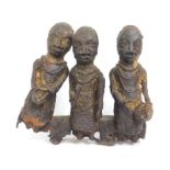 A 19thC. Benin bronze figure group a/f, 6.75in wid