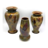 Three Doulton stoneware vases with autumnal leaf d